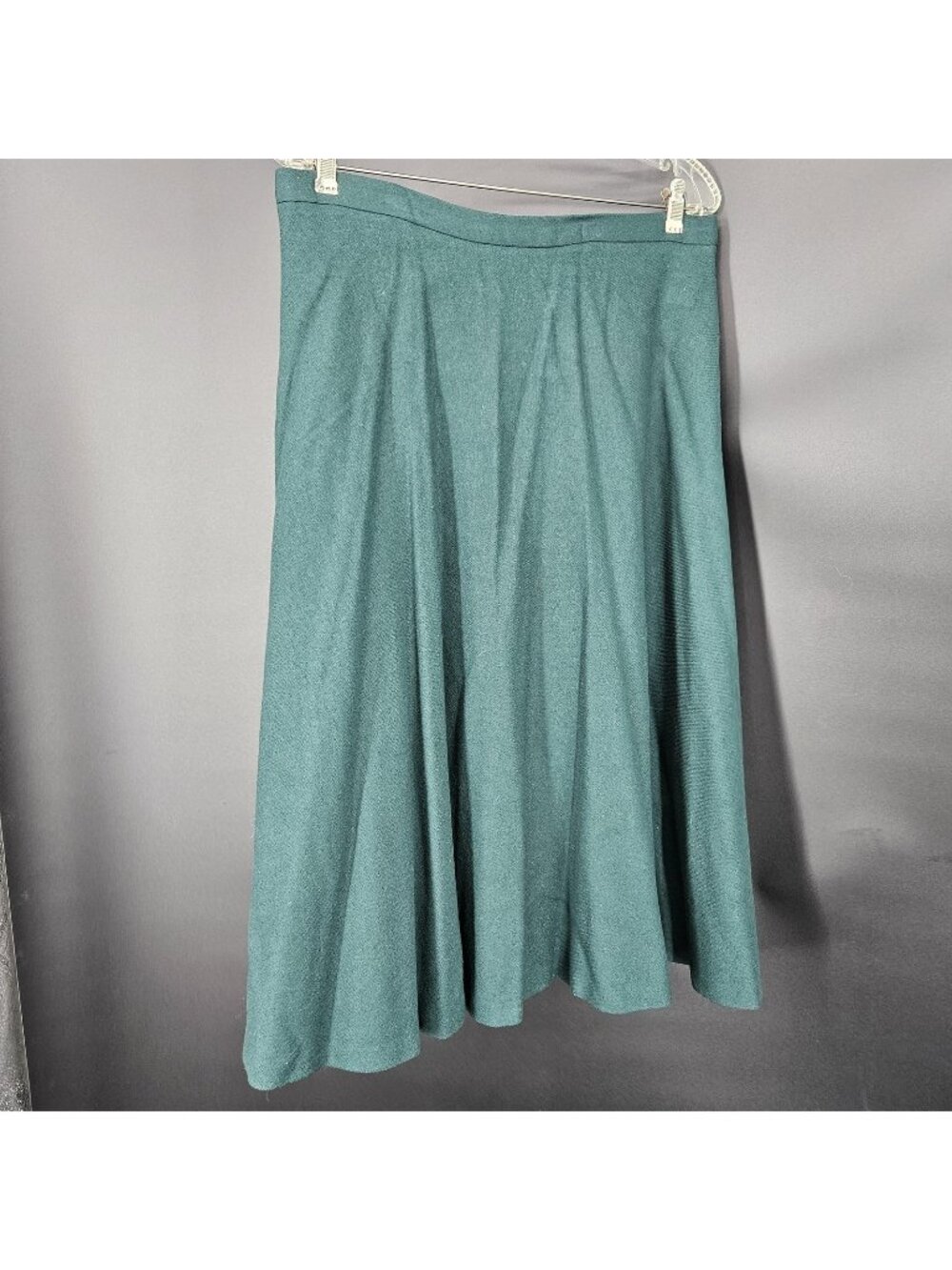 Skirt 14 Green A-Line Midi Pleated High Waist Woven Zip Classic Flowy Office - Picture 1 of 9